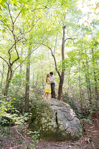 Engagement pictures at Paris Mountain State Park in Greenville, SC